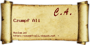 Czumpf Ali névjegykártya